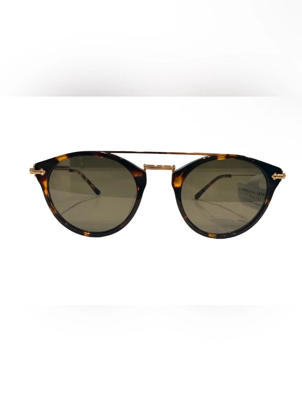 NEW Carolina Lemke Pax Demi Tortoiseshell Gold Accent Aviator Sunglasses CL9039